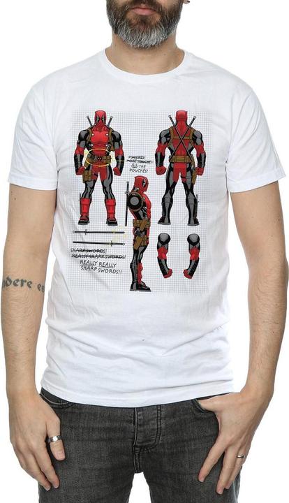 Actual product image Mens Deadpool Action Figure Plans T-Shirt (XXL)