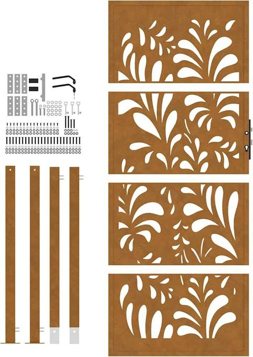 Produktbild VidaXL Gartentor 105x205 cm Wetterfester Stahl Wellen-Design Zauntor