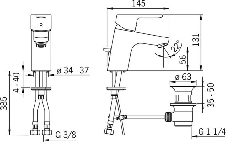 Actual product image Hansa Armaturen GmbH Single-lever washbasin Hansaprimo w Alg Anschl. ü. Pressure port Outlet str. VC