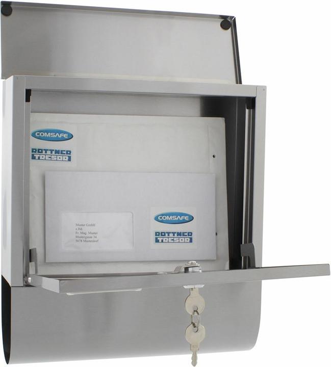 Actual product image Rottner T06046 Mailbox Light Gray Wall Mounted Mailbox Steel