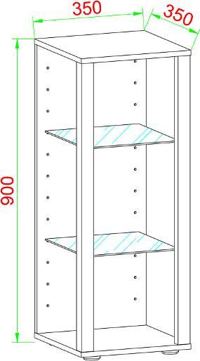 Produktbild VCM Holz Glas Stand Vitrine Glasol LW (90 x 70 x 35 cm)