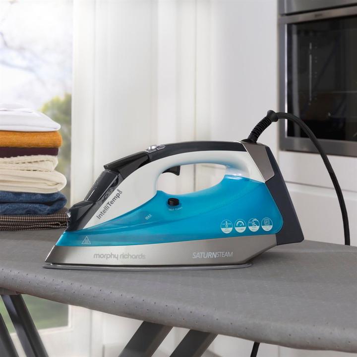 Image du produit Morphy Richards Saturn Steam Intellitemp Dry & Steam iron Plaque de base en céramique Black, Blue, Grey (2400 W)