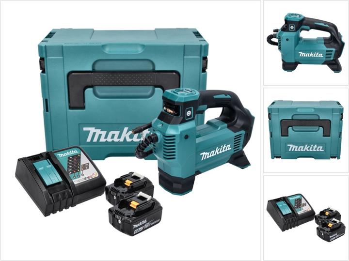 Actual product image Makita DMP 181 RGJ Battery compressor 18 V 11.1 bar + 2x battery 6.0 Ah + charger + Makpac (11.10 bar)