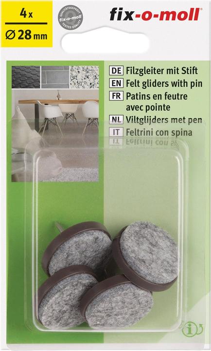 Actual product image Fix-o-moll Felt glider with pin 4 mm / Ø 28 mm 4 x (Felt gliders, 4 Piece)