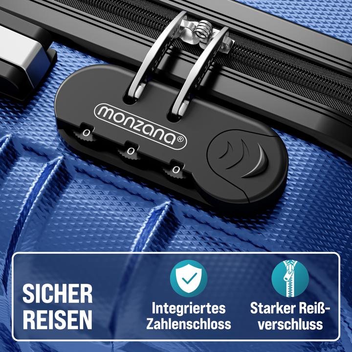Produktbild Monzana Hartschalenkoffer 4er Set mit Zubehör (120 l, Handgepäck (bis 50l), M (50 - 90l), L (90 - 115l), XL (ab 115l))
