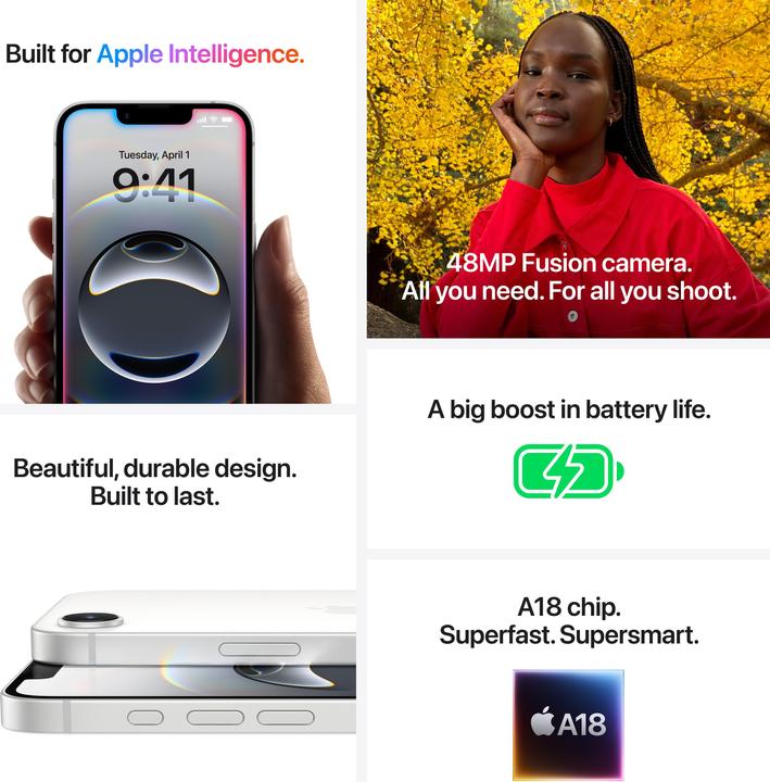 Produktbild Apple iPhone 16e (128 GB, Black, 6.10", Dual SIM, 48 Mpx, 5G)