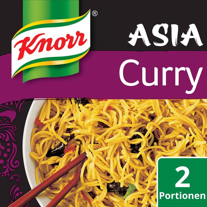Produktbild Knorr Asia Gebratene Nudeln Curry Beutel, Asiatische Noodles knusprig und fein (160 g)