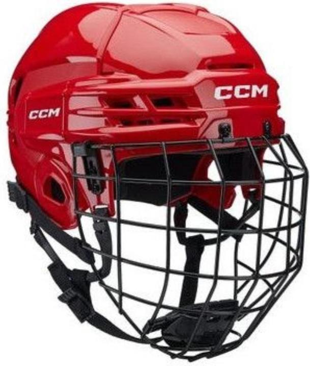 CCM Tacks 70 SR Hockeyhelm mit Käfig (Rot, S) (S)