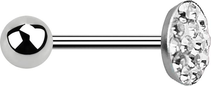 Image du produit Star Piercing Barbell argent avec boule et disque cristal argenté (sans laiton, Acier chirurgical 316L)