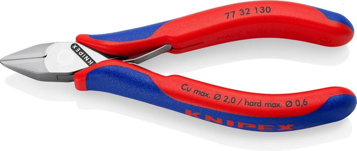 Produktbild Knipex 77 32 130 Elektronik-Seitenschneider mit Mehrkomponenten-Hüllen 130 mm (129 mm)