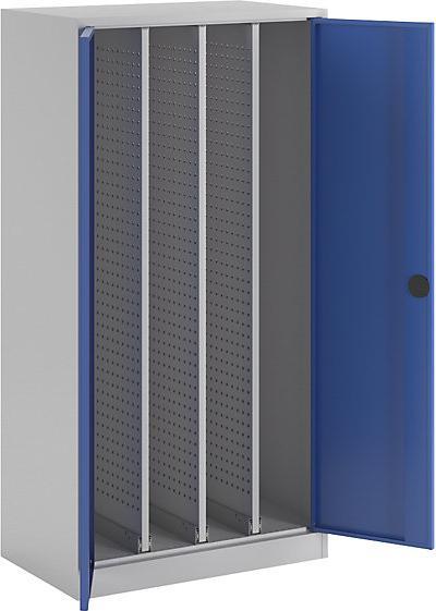 Produktbild eurokraft pro Vertikalauszugschrank, ohne Trennwand, 3 Auszüge, lichtgrau / enzianblau (100 cm, 195 cm)