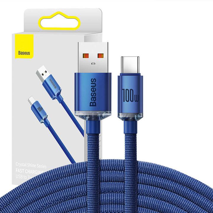 Produktbild Baseus Crystal Shine Series Fast Charging Data Cable USB to Type-C 100W 2m Blue (2 m, USB 2.0)