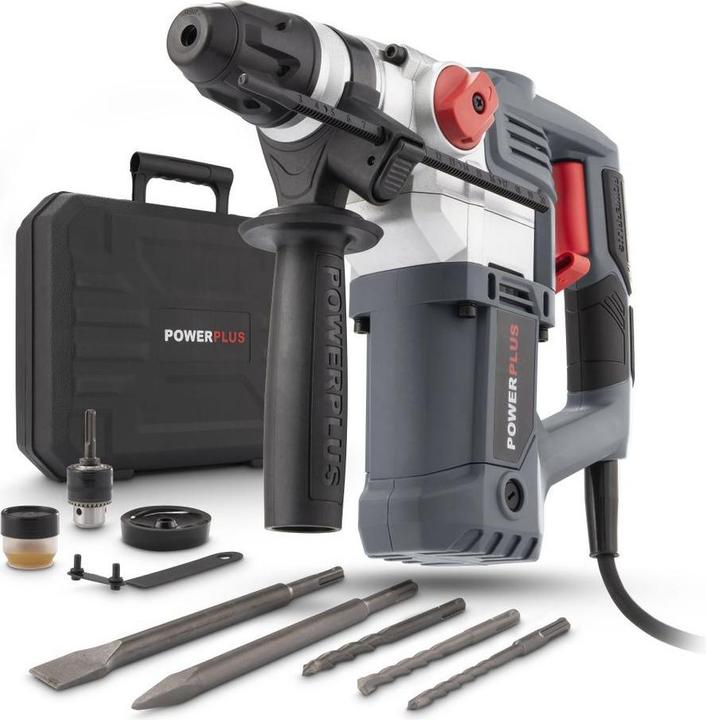 Actual product image Powerplus POWE10060 Hammer drill - 900W - 4J - SDS-Plus - Incl. Storage case and 7 accessories (Electrical connection)