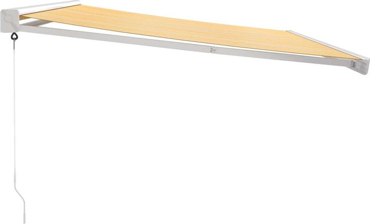 Actual product image VidaXL Hinged Arm Awning Yellow and White 4.5x3 m Fabric and (0.50 m)