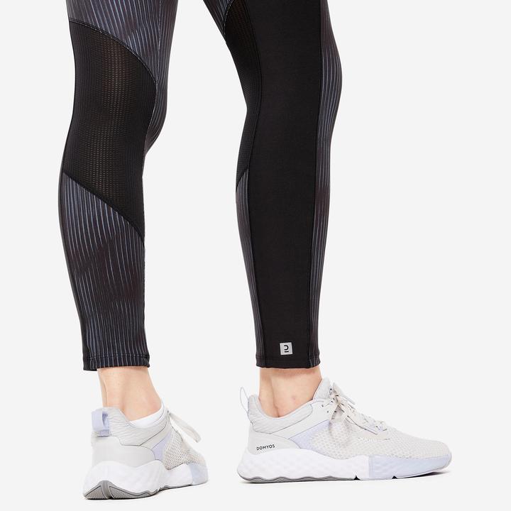 Produktbild Domyos Leggings Damen mit Smartphonetasche - FTI 120 grau/schwarz bedruckt (M)