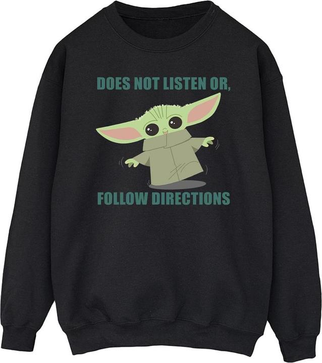 Actual product image Star Wars Mens The Mandalorian Grogu Does Not Listen Sweatshirt (S)