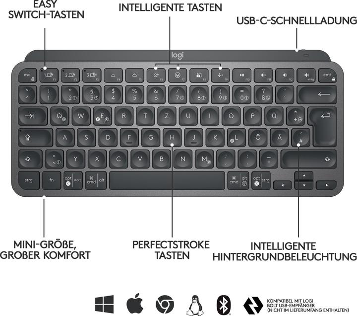 Actual product image Logitech MXKeys Minimalist (Eng. Int., Wireless)