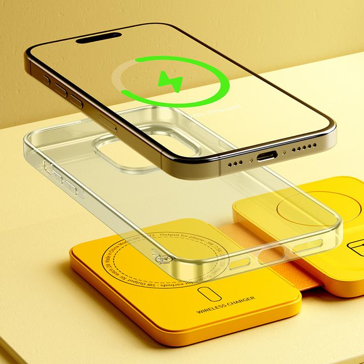 Image du produit Wekome Chargeur sans fil 3en1 avec MagSafe pour iPhone, Apple Watch et AirPods + miroir (jaune) (1 cm)