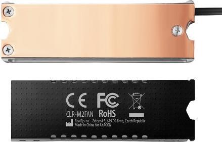 Image du produit Axagon CLR-M2FAN computer cooling system Solid-state drive Heatsink/Radiatior Grey 1 pièce(s)
