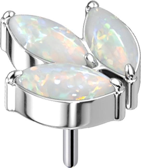 Produktbild Star Piercing Threadless silber drei Oval Opale weiss (Titan G23, ohne Messing)
