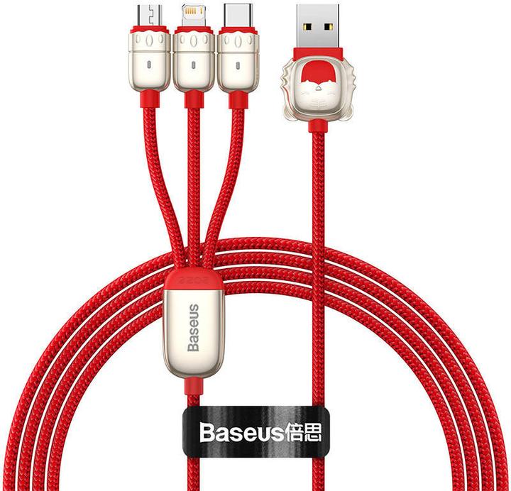 Produktbild Baseus USB cable 3in1 Year of the Tiger, USB to micro USB / USB-C / Lightning, 3.5A, 1.2m (red) (1.20 m, USB 3.0)