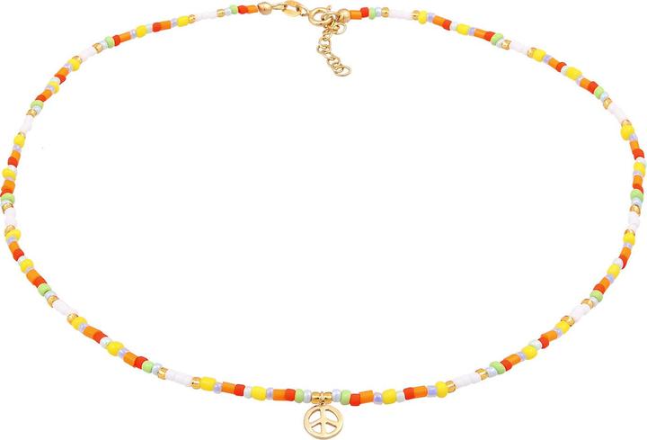 Elli Choker, Multi-Color, Peace-Zeichen (925 Sterling Silber vergoldet, Glas, Keine Schmucksteine, Plastik, 36 cm)