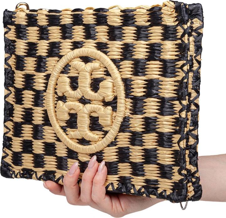 Actual product image Tory Burch pouch ella in raffia in raffia natural and black color