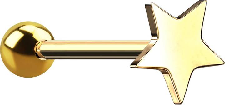 Actual product image Star Piercing Micro Barbell vergoldet mit Kugel und Stern (without brass, Surgical steel 316L)