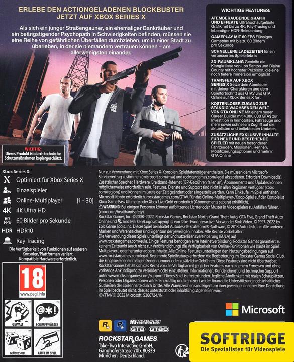Produktbild Rockstar GTA 5 (Xbox Series X, EN)