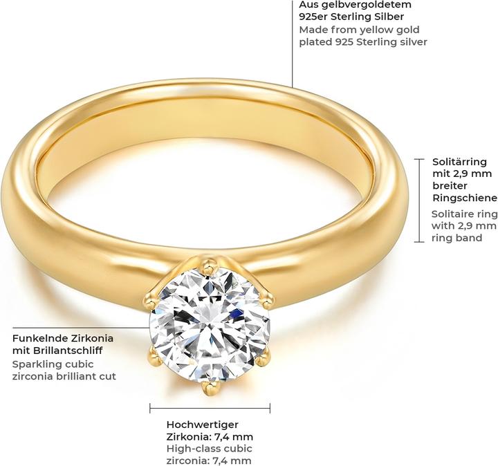 Actual product image Trilani Ladies Sterling Silver Cubic Zirconia Yellow Gold - 4132 (48, 925 Silver)