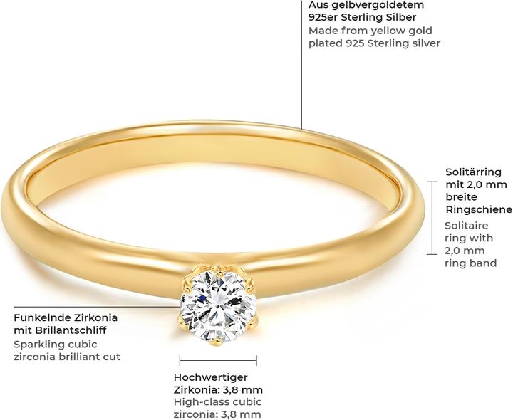 Image du produit Trilani Femme argent sterling zirconium or jaune - 4168 (54, Argent 925)