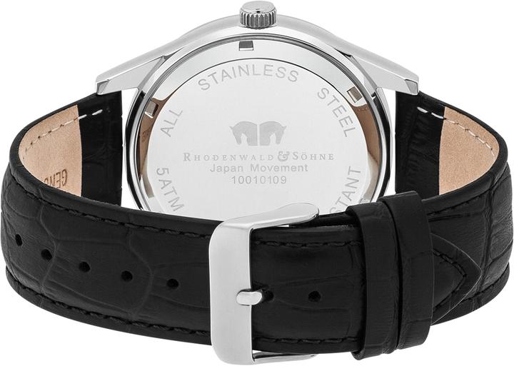 Actual product image Mens quartz watch Couragian genuine leather black - 4466 (Analogue wristwatch, 43 mm)