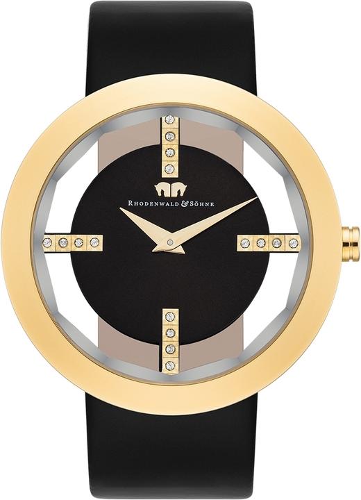 Immagine prodotto Orologio al quarzo da donna Lucrezia in vera pelle nera - 4336 (Orologio da polso analogico, 42 mm)
