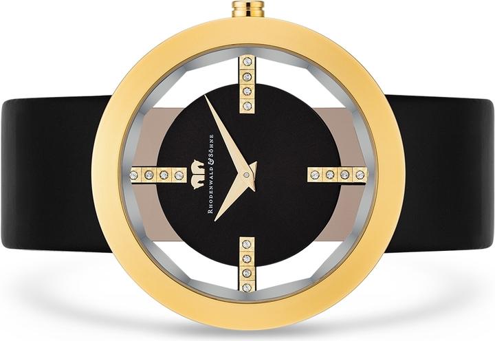 Immagine prodotto Orologio al quarzo da donna Lucrezia in vera pelle nera - 4336 (Orologio da polso analogico, 42 mm)