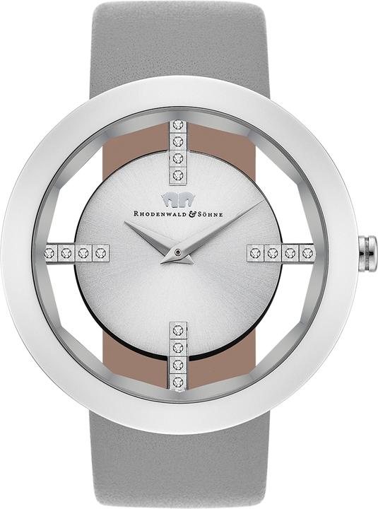 Actual product image Ladies quartz watch Lucrezia genuine leather gray - 5128 (Analogue wristwatch, 42 mm)
