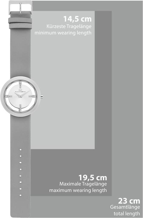 Actual product image Ladies quartz watch Lucrezia genuine leather gray - 5128 (Analogue wristwatch, 42 mm)