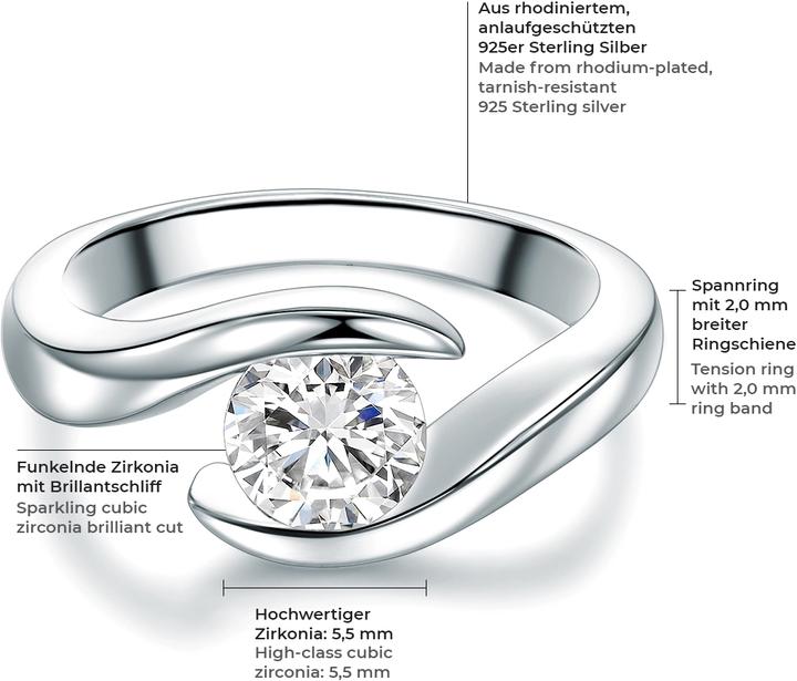 Produktbild Trilani Damen Sterling Silber Zirkonia silber - 6798 (52, 925 Silber)