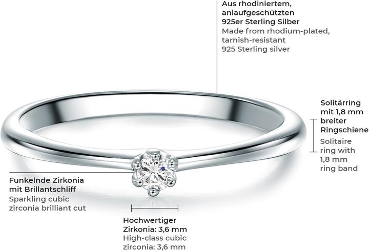 Produktbild Trilani Damen Sterling Silber Zirkonia silber - 6800 (23, 53, 925 Silber)