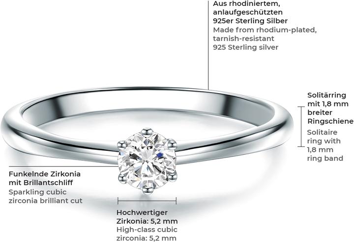 Produktbild Trilani Damen Sterling Silber Zirkonia silber - 6802 (51, 925 Silber)