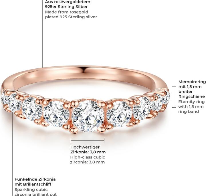 Actual product image Trilani Ladies Sterling Silver Zirconia Rose Gold - 11194 (63, 925 Silver)