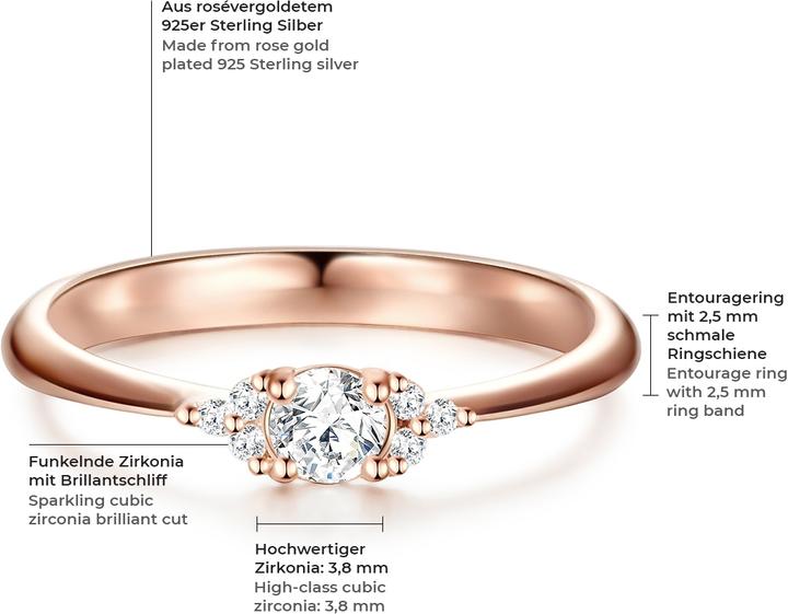 Produktbild Trilani Damen Sterling Silber Zirkonia roségold - 11198 (53, 925 Silber)