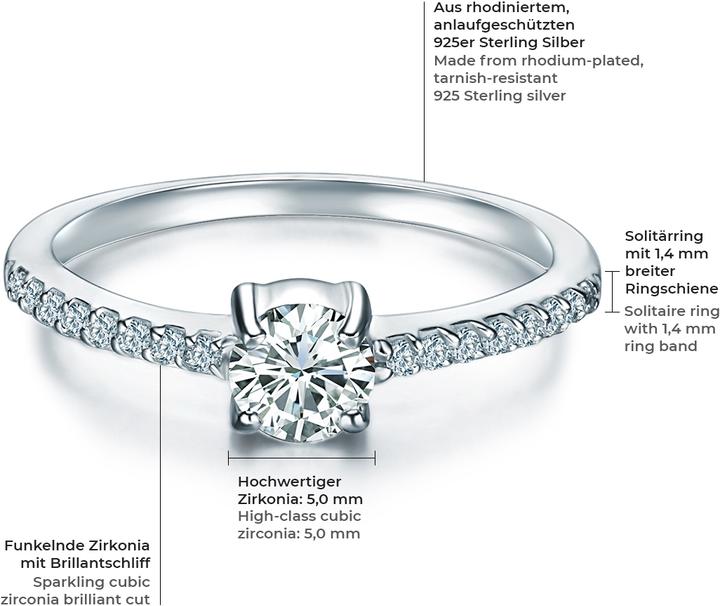 Produktbild Trilani Damen Sterling Silber Zirkonia silber - 4206 (55, 925 Silber)