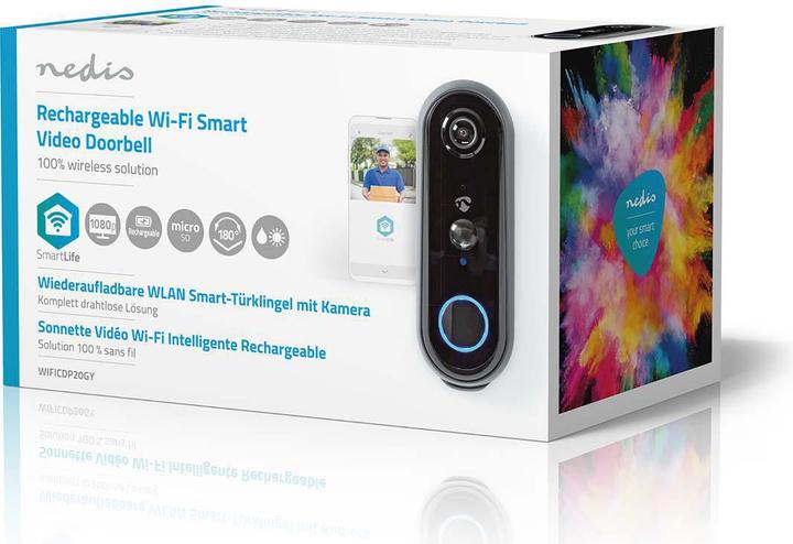 Produktbild Nedis Smartlife Video-Türsprechanlage Wi-Fi Batteriebetrieben AndroidT / IOS Full HD 1080p Cloud / m (WLAN)