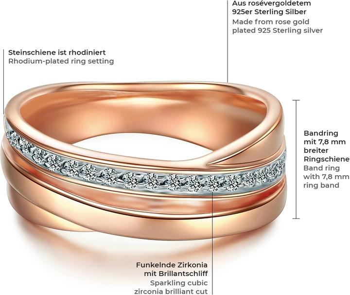 Immagine prodotto Trilani Donna Argento Cubico Zirconia Oro Rosa - 4196 (63, 925 Argento)