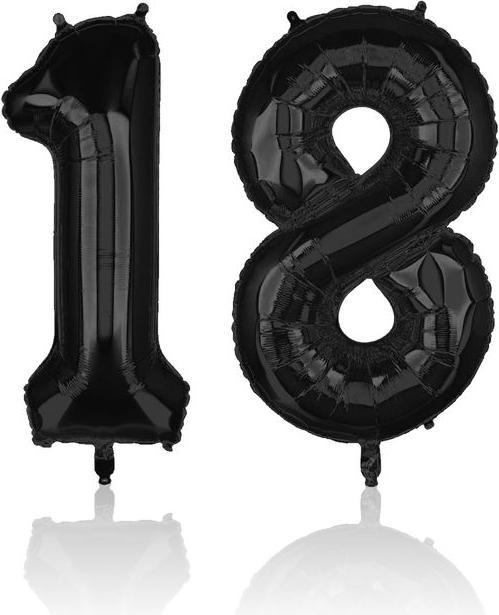 Actual product image Hermex Number balloon number 18 black foil balloon birthday party balloon 40cm