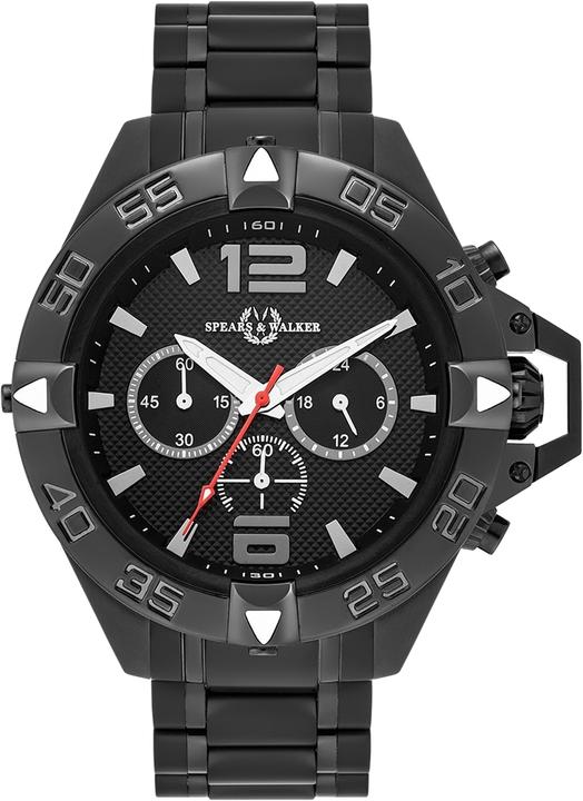 Produktbild Spears & Walker Herren Quarzuhr Varus II Edelstahl schwarz - 23242 (Chronograph, 50 mm)