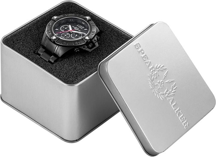 Produktbild Spears & Walker Herren Quarzuhr Varus II Edelstahl schwarz - 23242 (Chronograph, 50 mm)