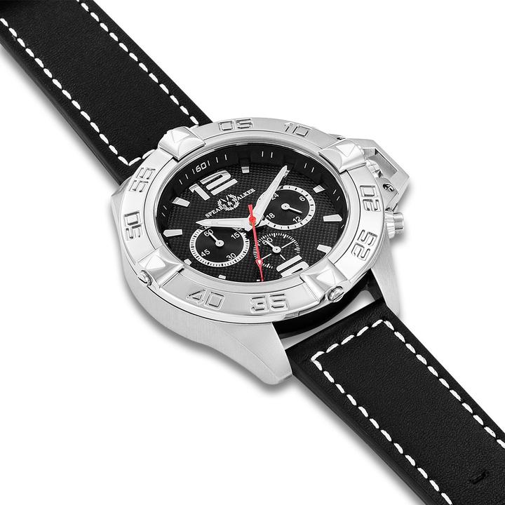 Produktbild Spears & Walker Herren Quarzuhr Varus II Echtleder schwarz - 23248 (Chronograph, 50 mm)