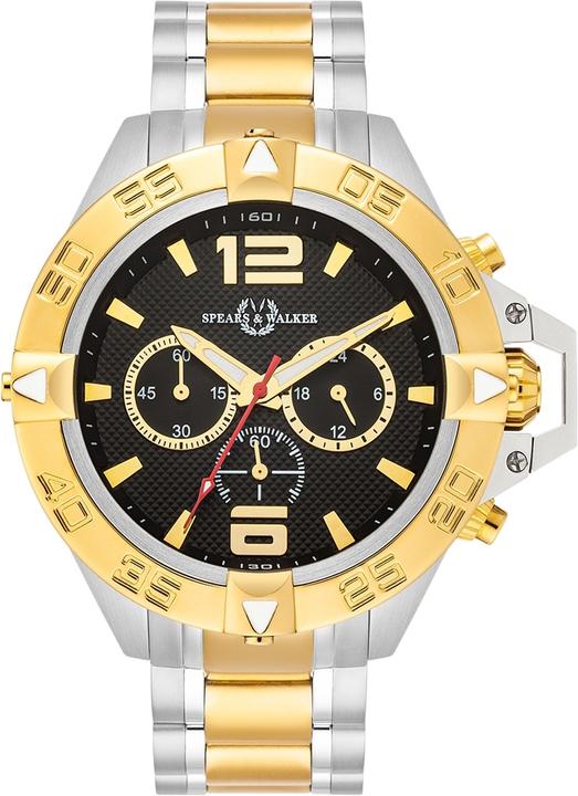 Spears & Walker Mens quartz watch Varus II stainless steel silver/yellow gold - 23244 (Chronograph, 50 mm)