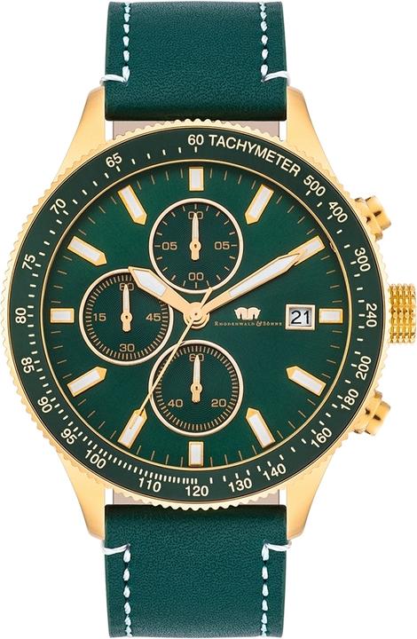 Herren Chronograph Karthago II Echtleder grün - 23554 (Chronograph, 43 mm)